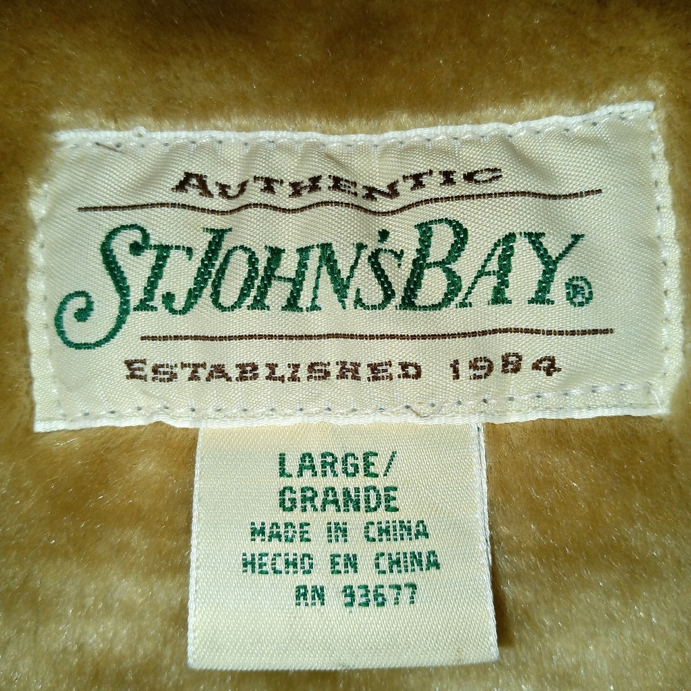 Vintage St. John's Bay 90s y2k Penny Lane Style Tan Leather Faux Fur Coat Size L - Picture 15 of 15
